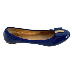 Kate Spade Blue Patent Leather Ballet Flats With Bow Charm 9M GUC